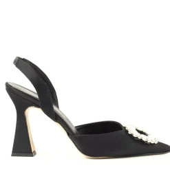 Slingback Satin Nero