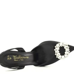 Slingback Satin Nero